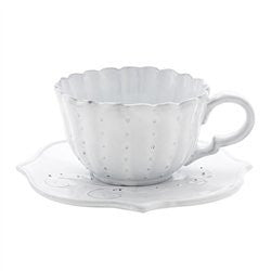 Bella Bianca Beaded Flora Cup and Saucer Set