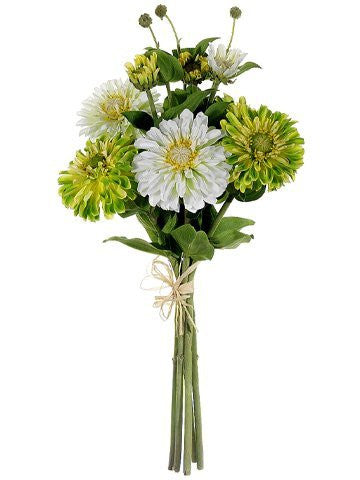 23.5" Zinnia Bouquet Cream Green