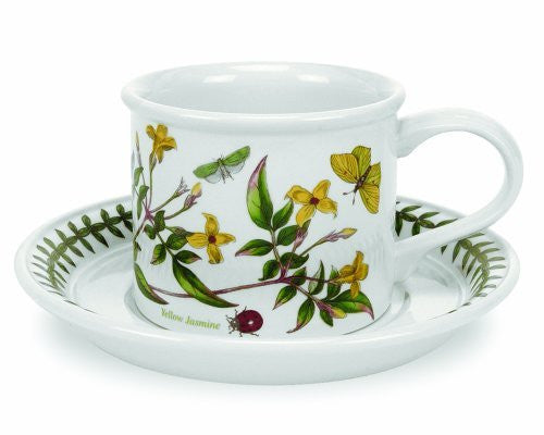 Portmeirion Botanic Garden Drum-Shaped Tea Cup and Saucer Set of 6