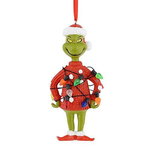 Department 56 Grinch Lights Sweater Ornament, 4-Inch