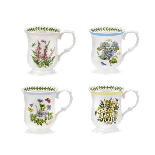 PORTMEIRION BOTANIC GARDEN TERRACE Bell shape mugs asst set of 4