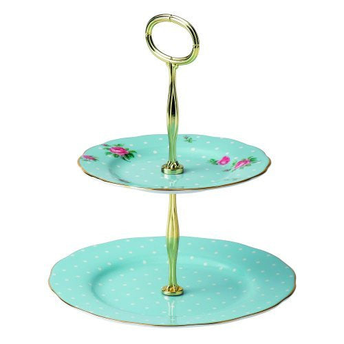 Royal Albert 8705025866 Vintage Formal 2-Tier Cake Stand, Polka Blue