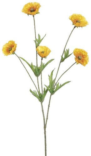 Medow Poppy Artificial Flower Spray, Yellow