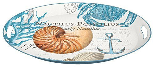 Michel Design Works Decoupage Metal Platter, 20.5 x 15.25-Inch, Nautilus