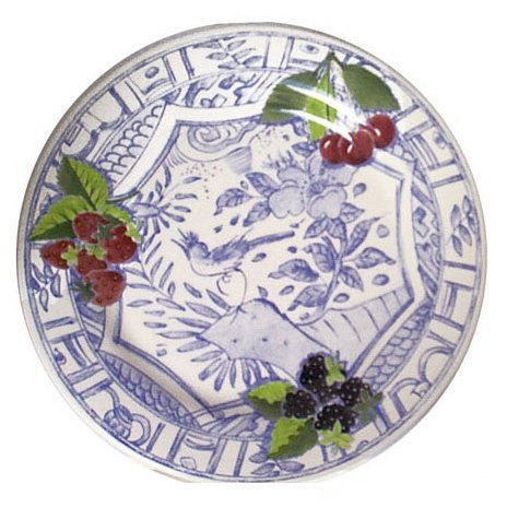 GIEN OISEAU BLEU FRUITS DINNER PLATES BOXED SET OF 4