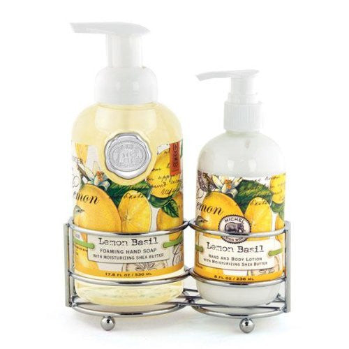 Michel Design Works Hand Care Soap/Lotion Caddy Set, Lemon Basil