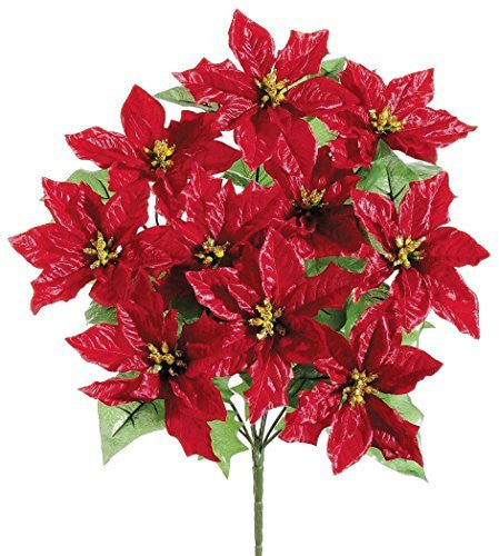 17" Artificial Poinsettia Bush, Red