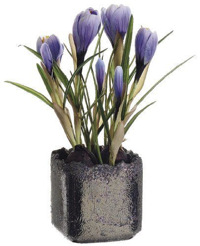 11" Artificial Crocus in Ceramic Pot, Lavender
