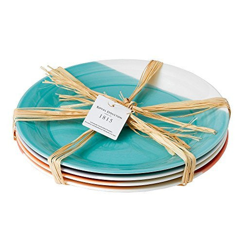 Royal Doulton 1815 Bright Colors Mixed Patterns Dinner Plates (Set of 4), 11....