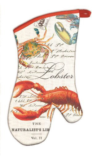 Red Lobster Seafood Print Kitchen Oven Mitt Cotton Michel Design Works