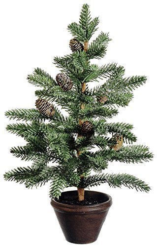 24" Artificial Iced Pine Cone/Pine Topiary in Terra Cotta Pot