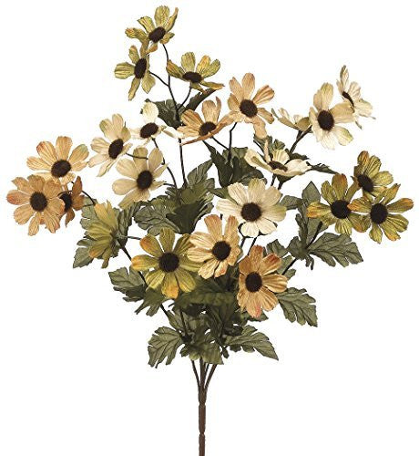 18" Artificial Velvet Cosmos Bush, Olive Green & Honey