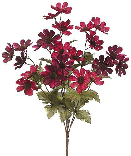 18" Artificial Velvet Cosmos Bush, Burgundy Red