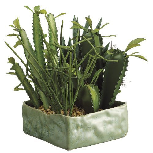 12" Artificial Cactus Garden in Ceramic Pot