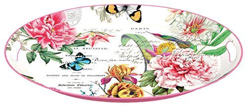 Michel Design Works Decoupage Metal Platter, 20.5 x 15.25-Inch, Peony