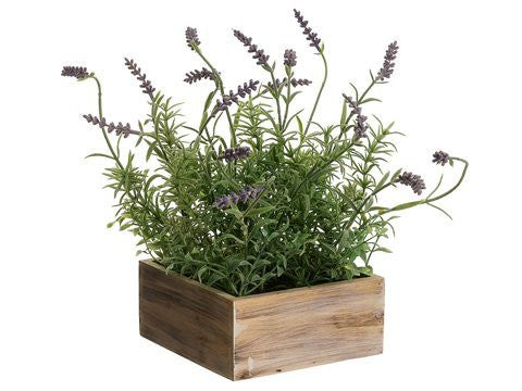 12" Artificial Lavender in Wood Pot