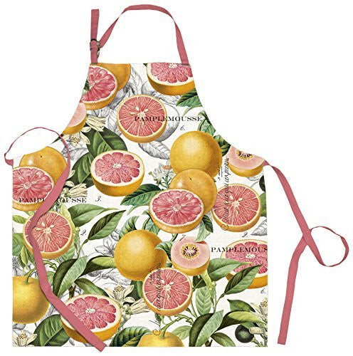 Michel Design Works Pink Grapefruit Cotton Chef Apron, Multicolor