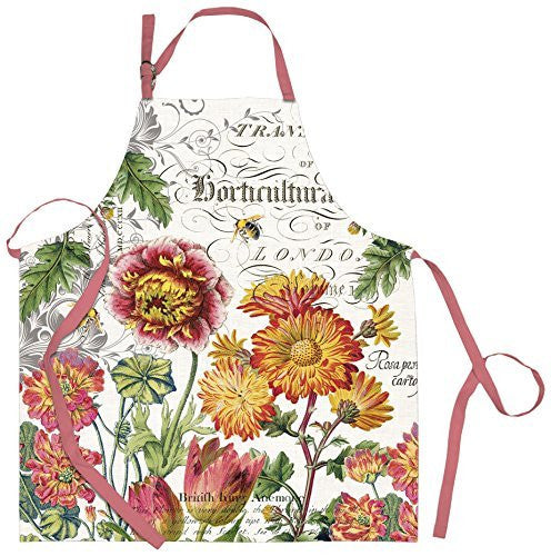 Michel Design Works Blooms and Bees Cotton Chef Apron, Multicolor